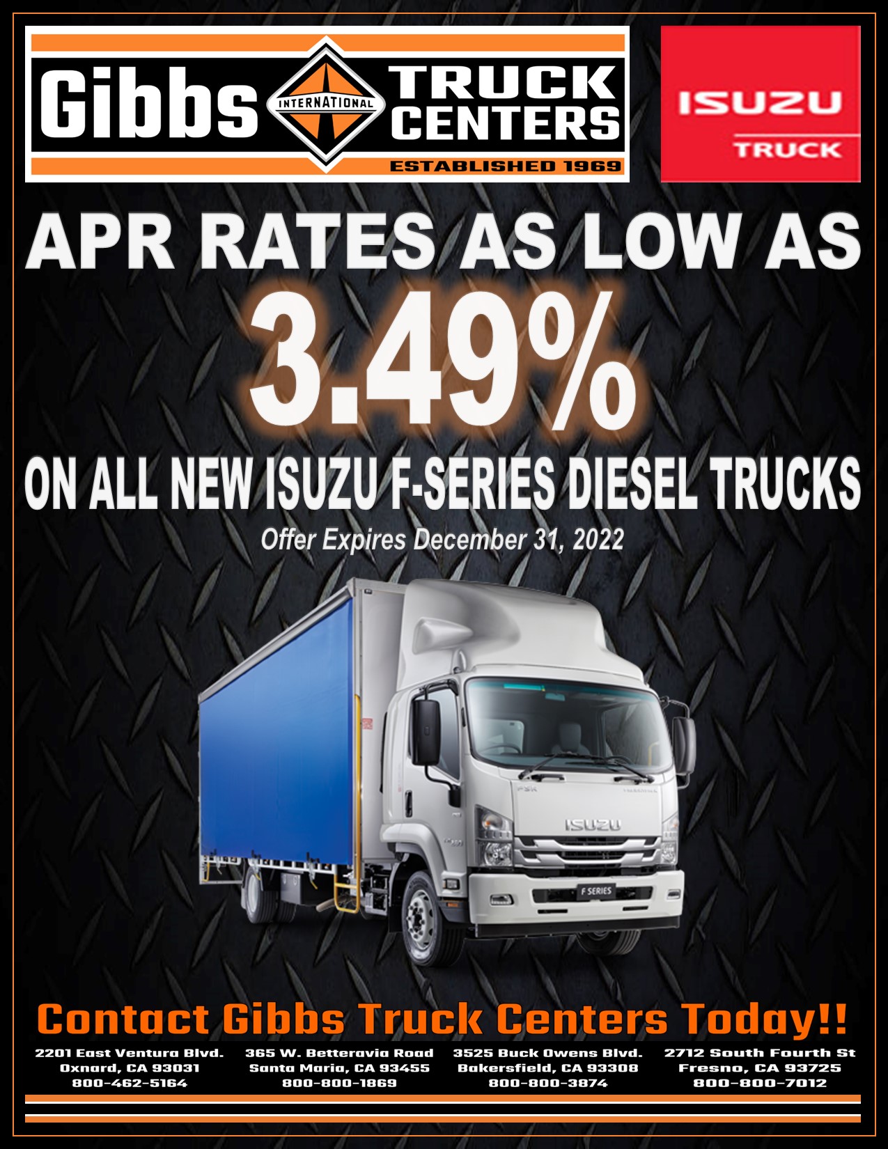 Isuzu F-Series APR Rate Flyer