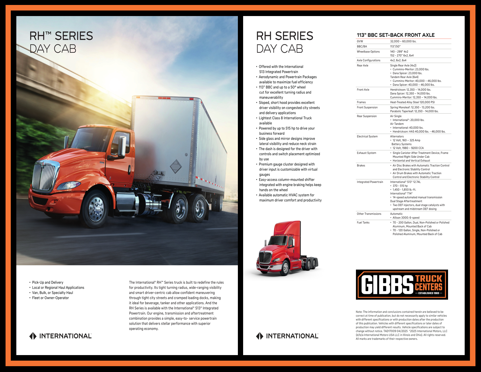 RH Series Daycab Spec Sheet